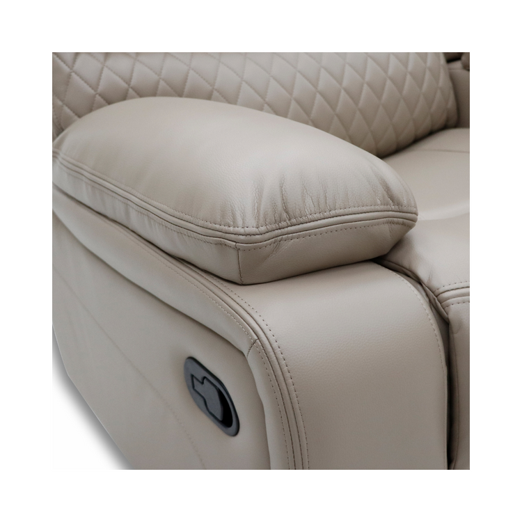 Close-up of the arm stitching on the Alta Corner Recliner Sofa Set.