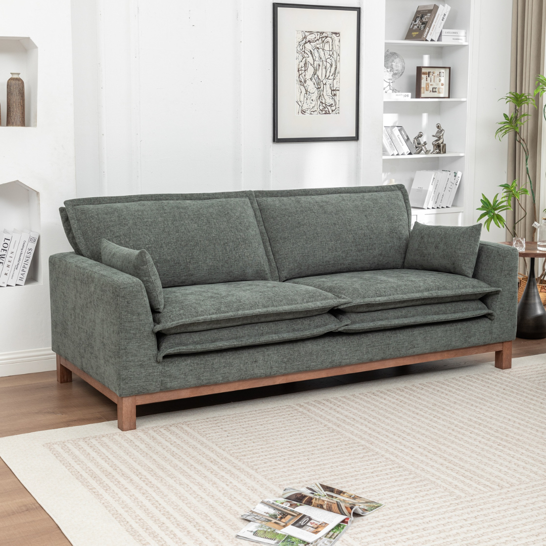 Ardena 3 Seater Green Sofa – Modern Fabric Design.