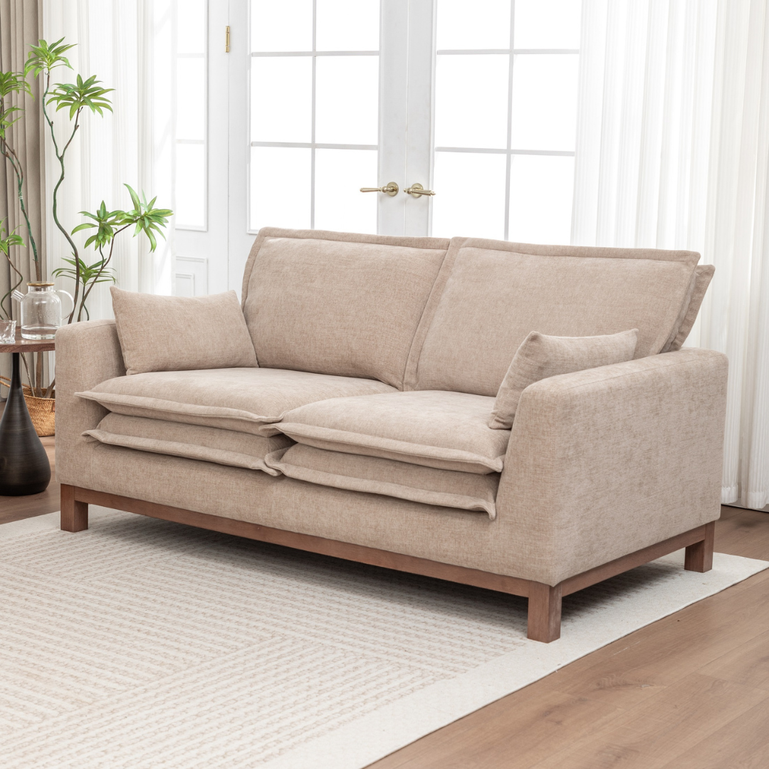 Ardena 2 Seater Sofa – Modern Beige Design with Pillow Cushions.