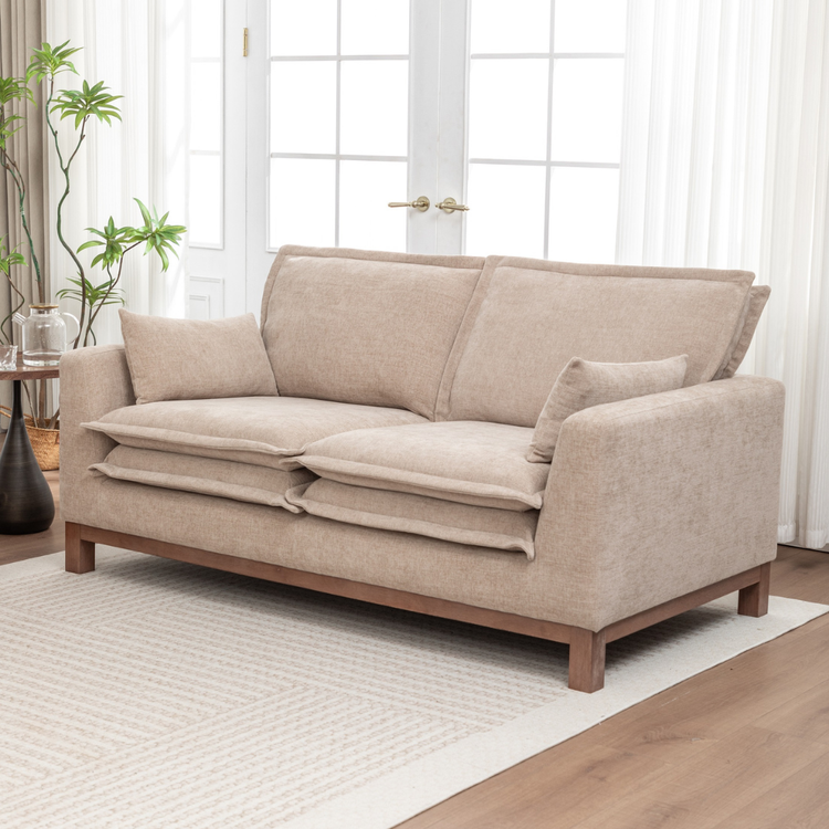 Ardena 2 Seater Sofa – Modern Beige Design with Pillow Cushions.