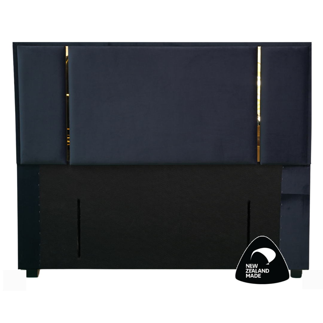 Aura Headboard – full front view with gold side inserts.