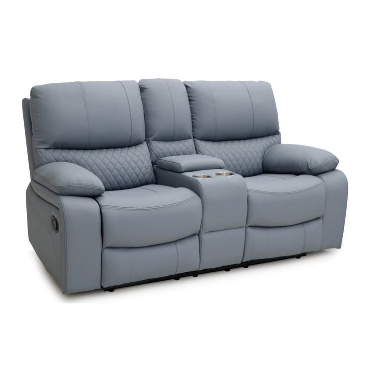 Side angle of the 2 seater Bergen Recliner Sofa upholstered in Air Leather.