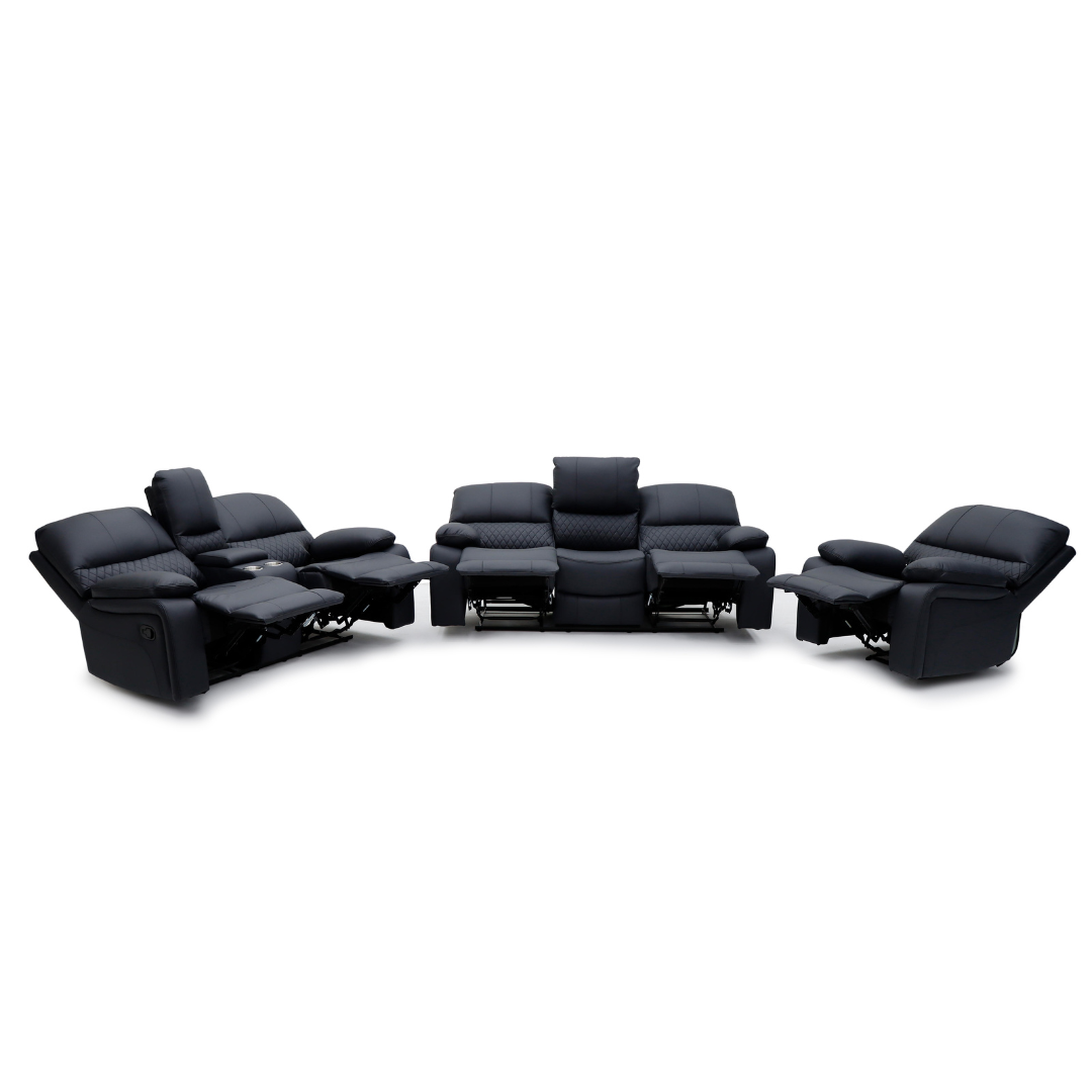 Bergen Recliner Sofa Set – Premium Quilted Suede Leather