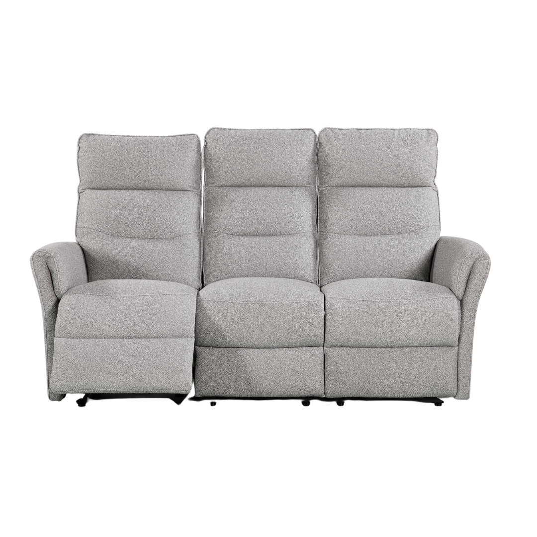 Bodo 3-Seater Recliner Sofa in grey fabric with reclining corner seats – plush modern lounge.