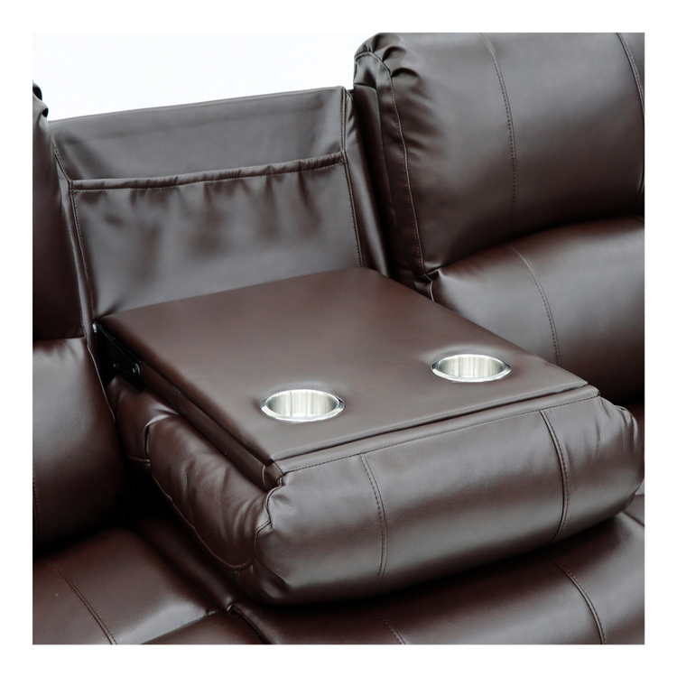 Brunvik 3 seater recliner sofa with dropdown coffee table and cupholders