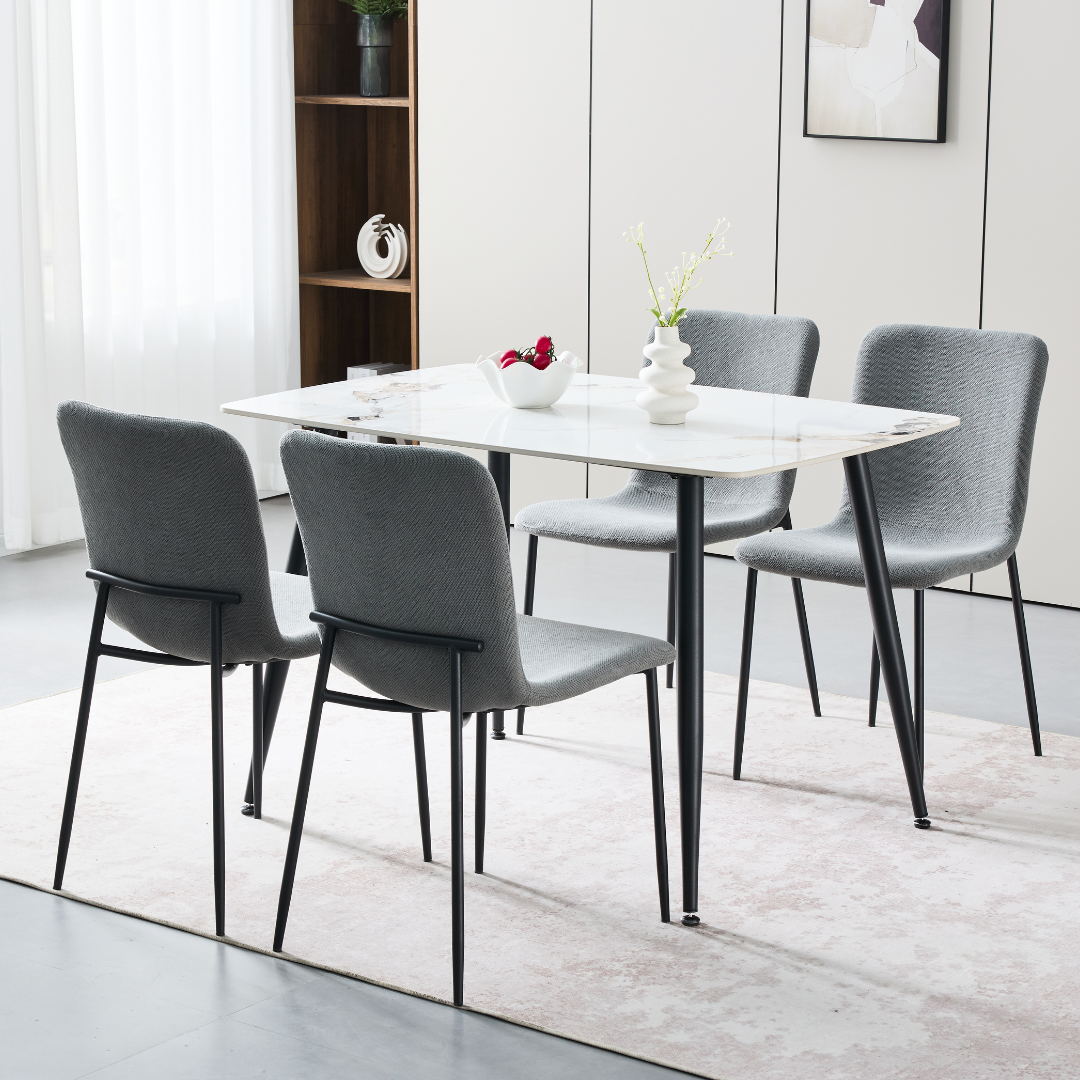 Camari 1.2m Ceramic Marble Dining Set with 4 Chairs