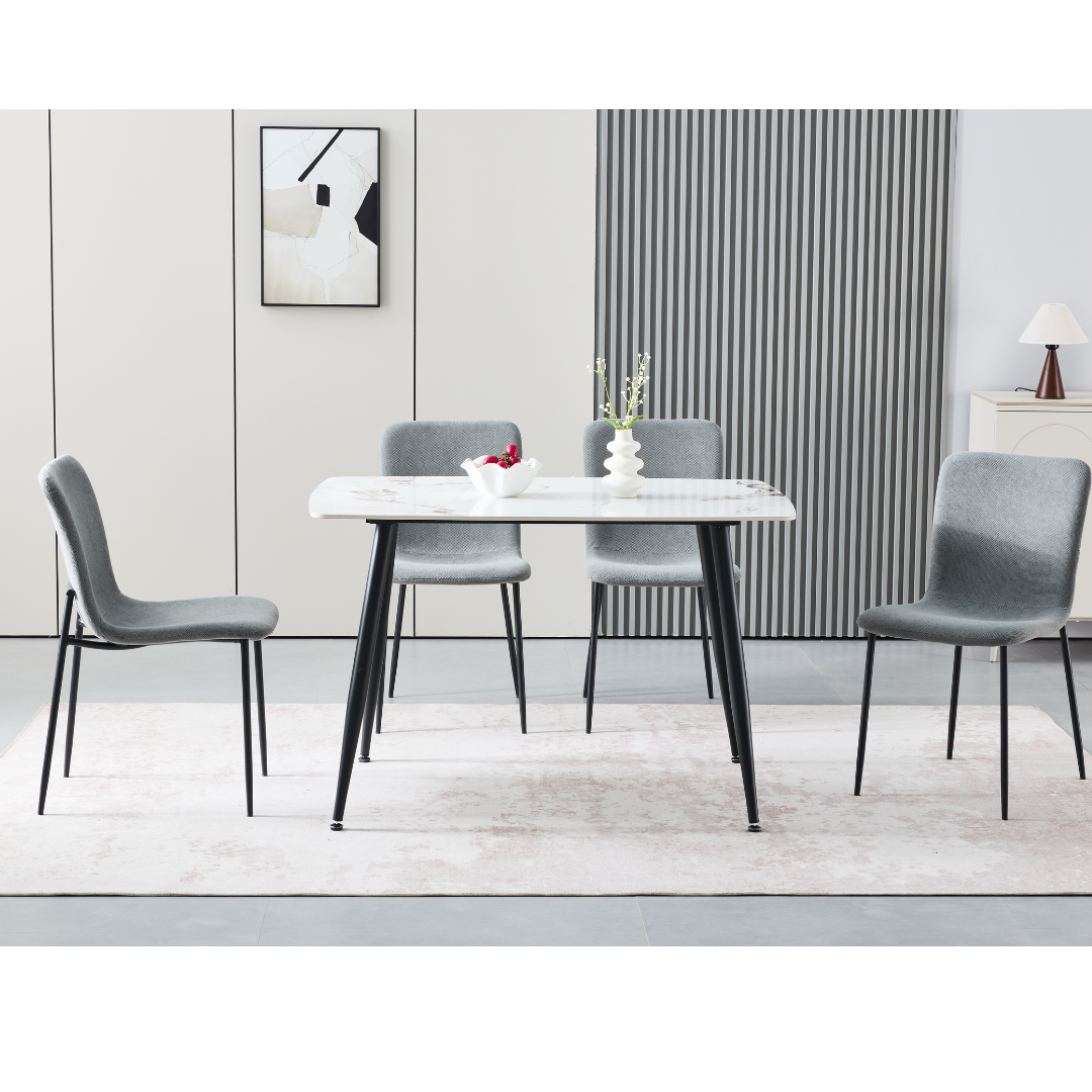 Camari 1.2m Ceramic Marble Dining Set with 4 Chairs