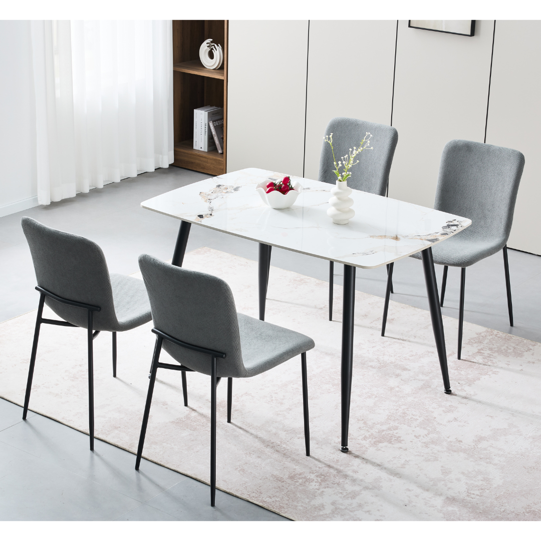 Camari 1.2m Ceramic Marble Dining Set with 4 Chairs