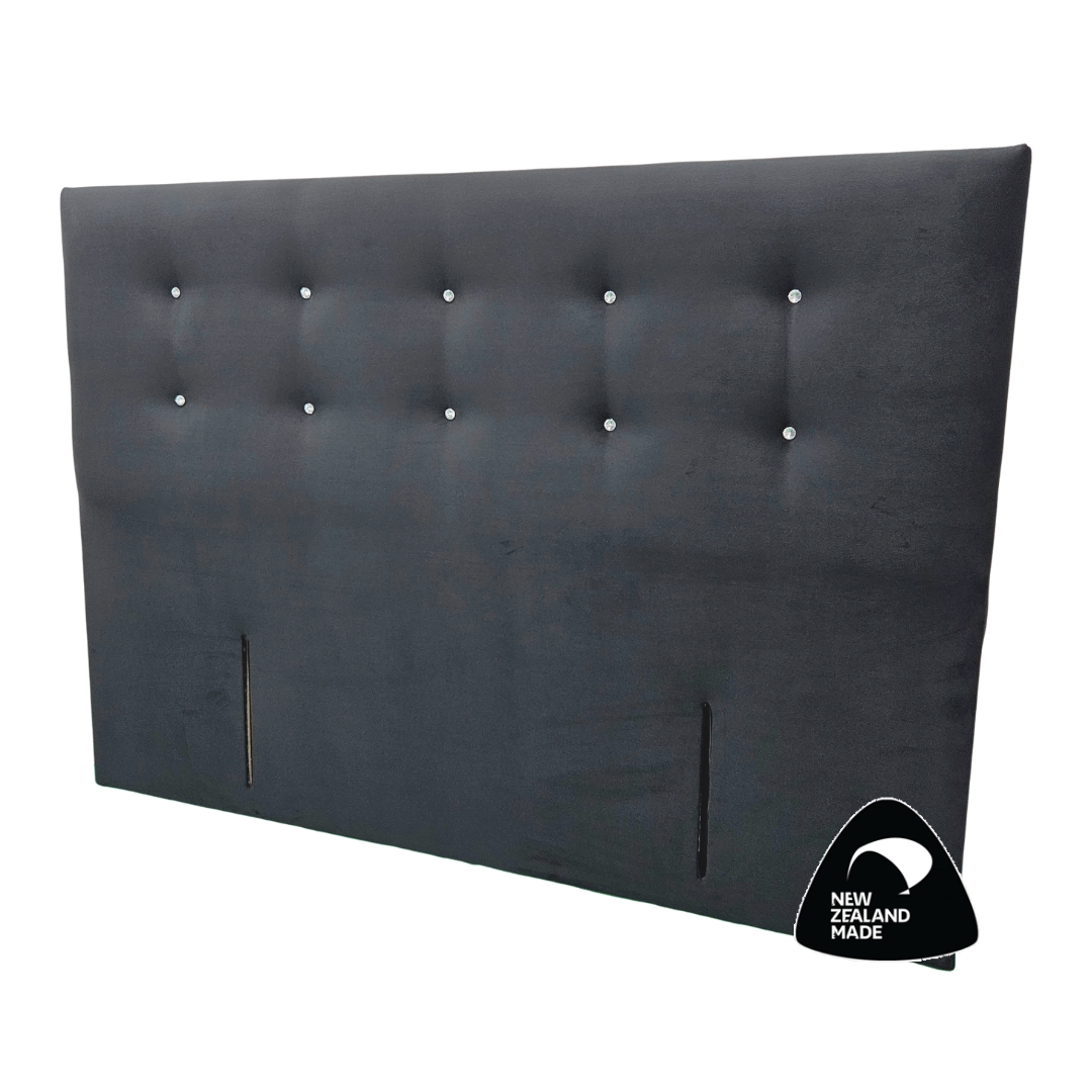 Crystal Headboard – side angle showing upholstered frame and padding.