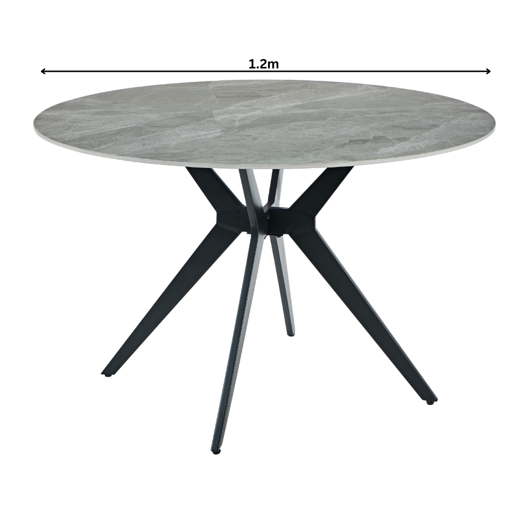 Eloura 1.2m Ceramic Marble Round Dining Set with 4 Chairs