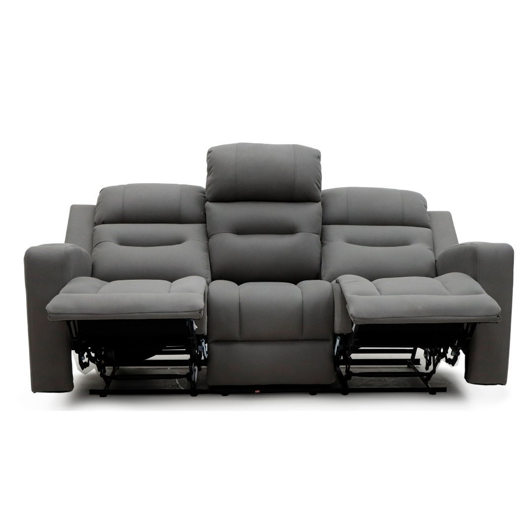 Gothenburg recliner set in a living room with all recliners partially open, showing comfort.