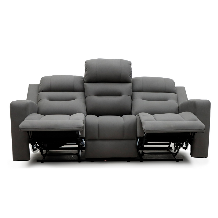 Gothenburg recliner set in a living room with all recliners partially open, showing comfort.