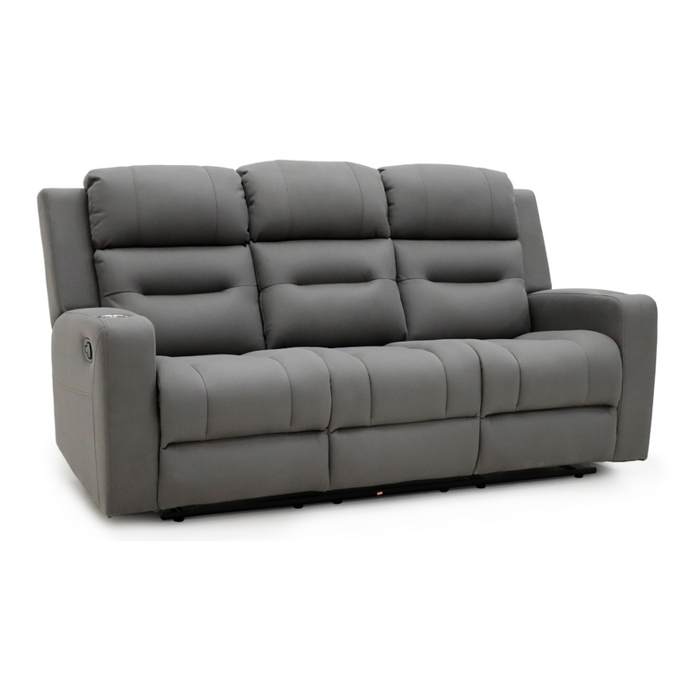 3 Seater Gothenburg Recliner Sofa with cupholders on each arm.