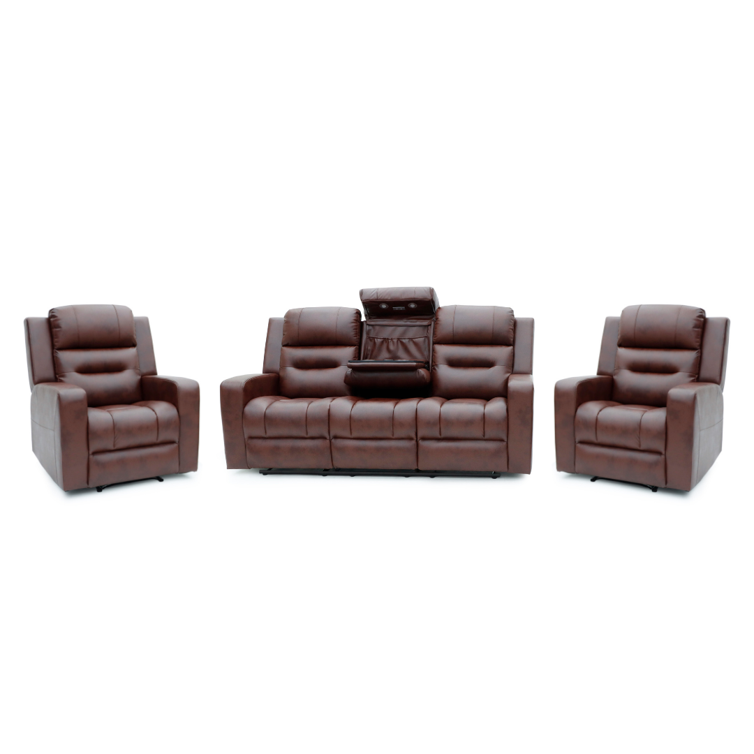 Gothenburg 3+1+1 Recliner Sofa Set - Wine Red