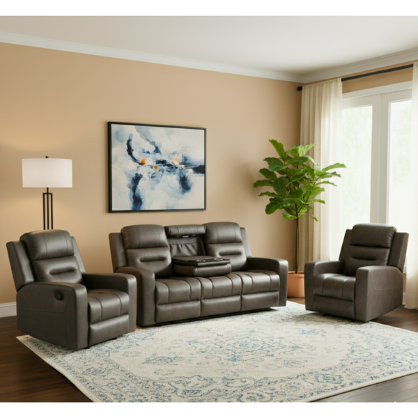 Gothenburg 3+1+1 Recliner Sofa Set - Dark Grey