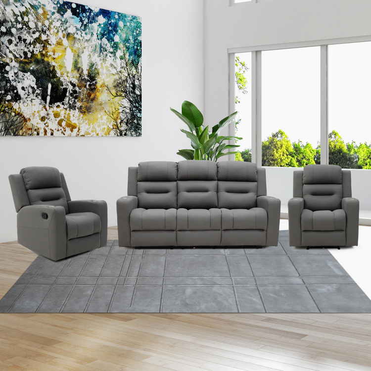Gothenburg Recliner Sofa Set – a 3-seater and two single recliners with modern features.