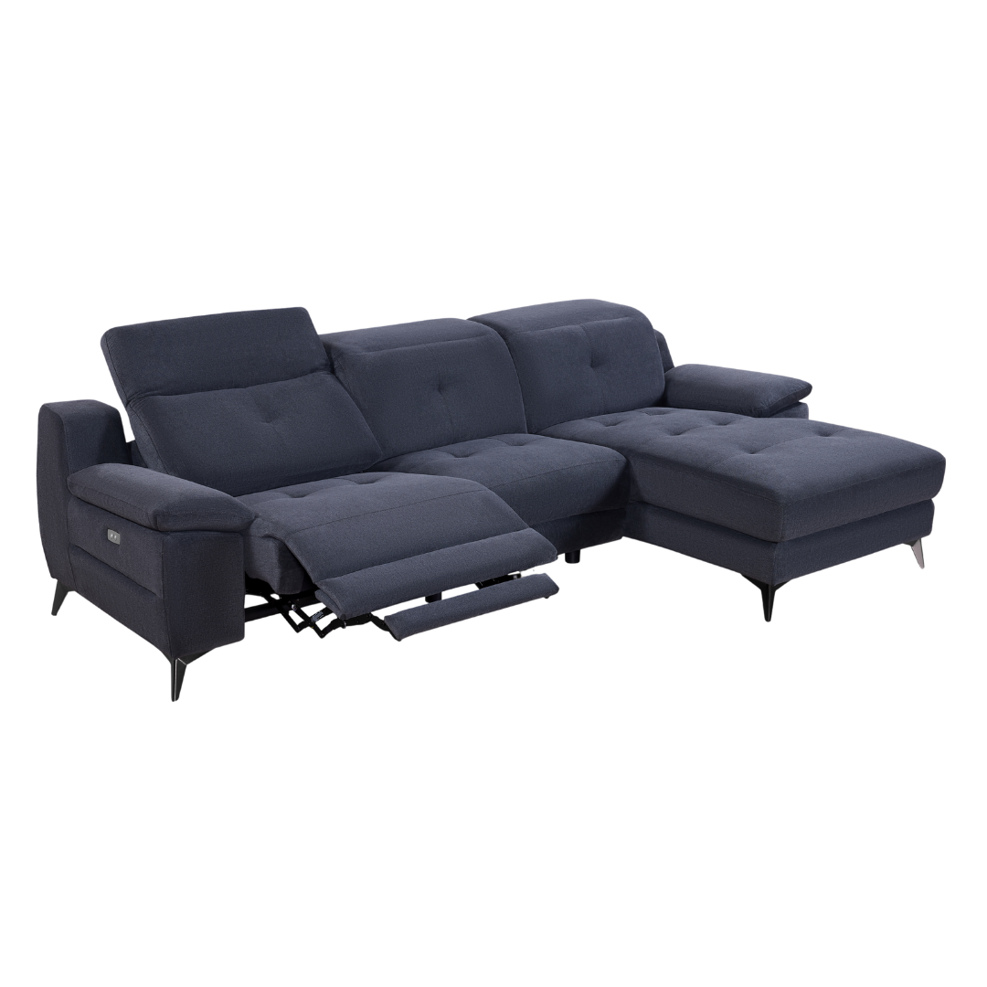 Harstad Electric Recliner Chair in dark grey fabric – powered recliner with USB charging port.