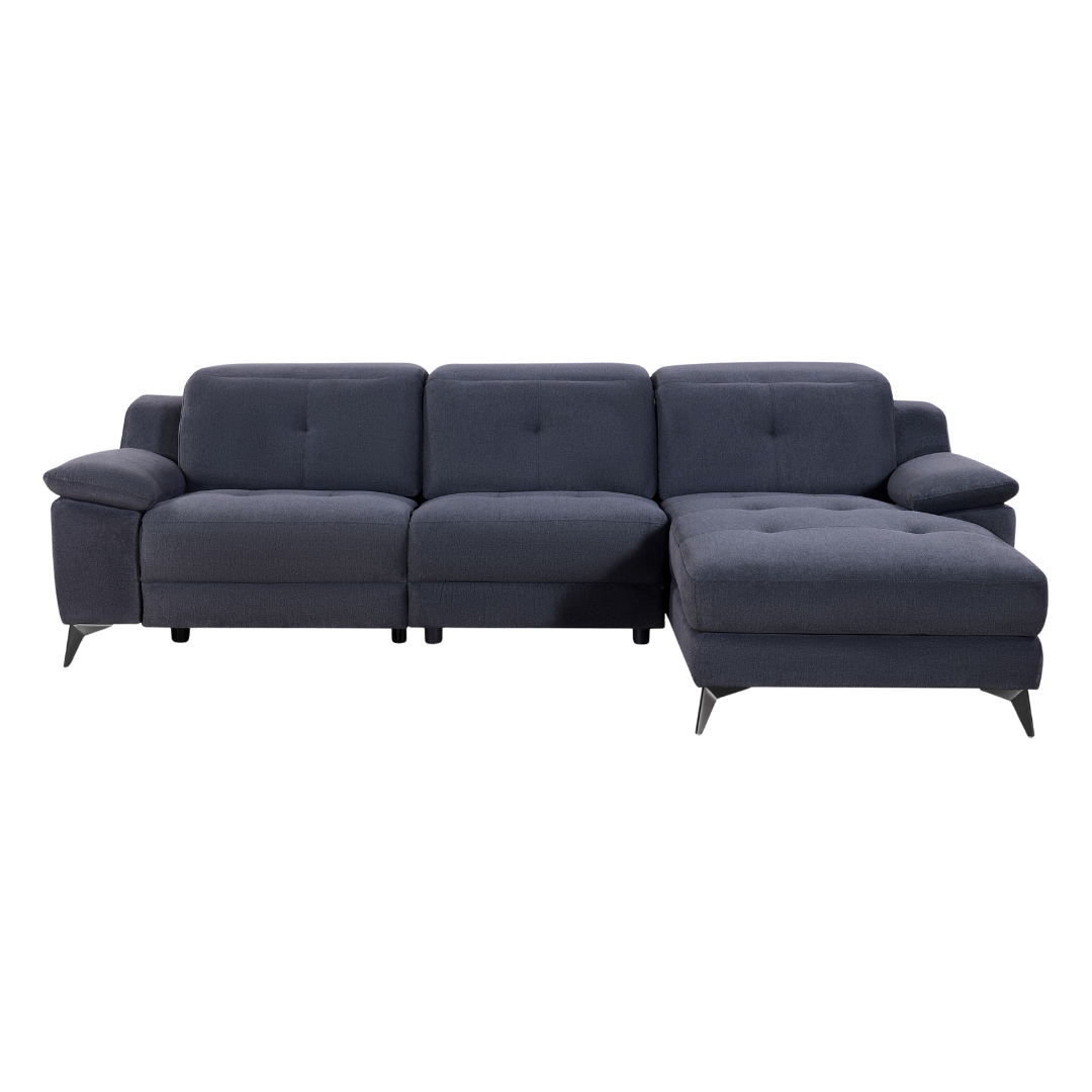 Harstad Electric Recliner Chaise – stylish dark grey sofa with electric recliner and adjustable headrest.