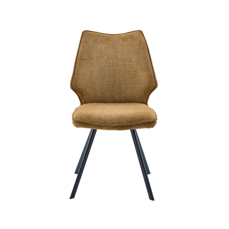 Korven Modern Dining Chair with sculptural backrest in [Tan/Brown] textured fabric