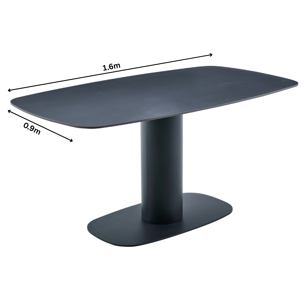 Korven 1.6m Ceramic Matt Black Dining Set with 6 Chairs