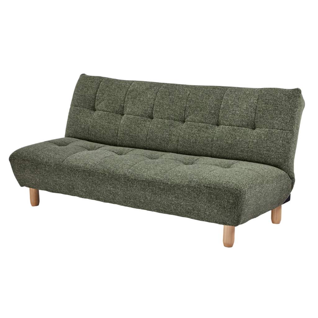 Laro Sofa Bed an armless 3-seater Scandinavian forest green fabric sofa at NZ Furniture Warehouse