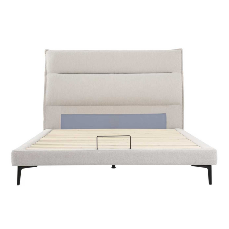 Lumi Queen Bedframe in Light Grey Fabric