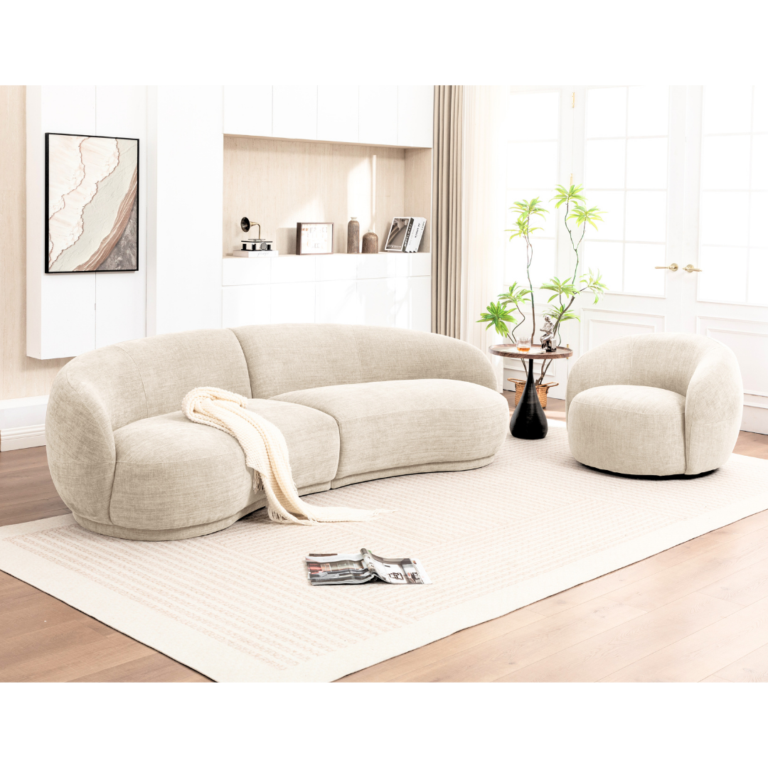 Luno 4 Seater Curved Sofa with Swivel Chair