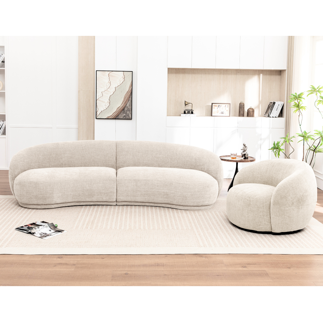 Luno 4 Seater Curved Sofa with Swivel Chair