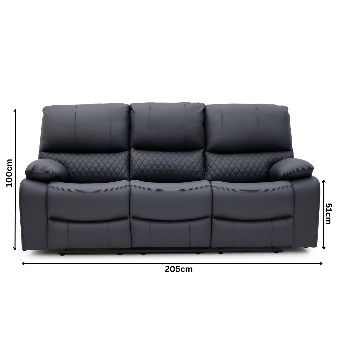 Bergen Recliner Sofa Set – Premium Quilted Suede Leather