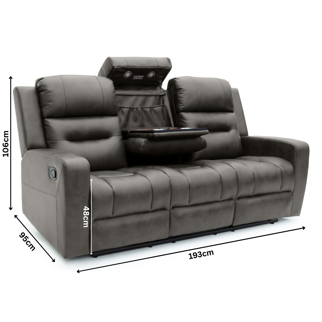Gothenburg 3+1+1 Recliner Sofa Set - Dark Grey