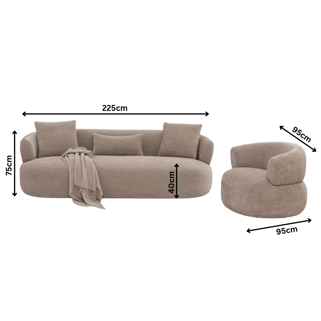Moro Curved Sofa Set with 360 Swivel Chair