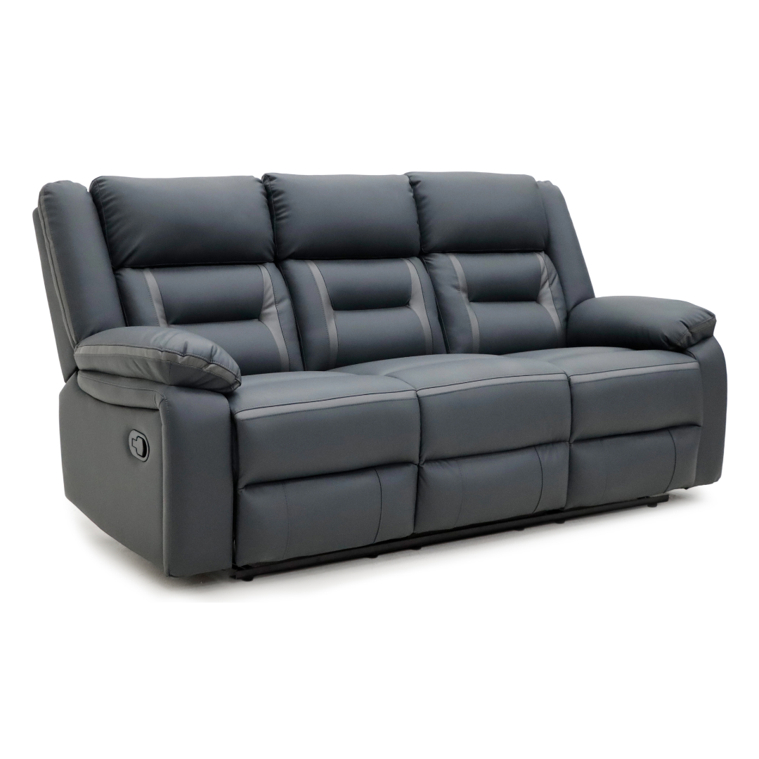3 Seater Molde Recliner Sofa upholstered in two-tone Air Leather.
