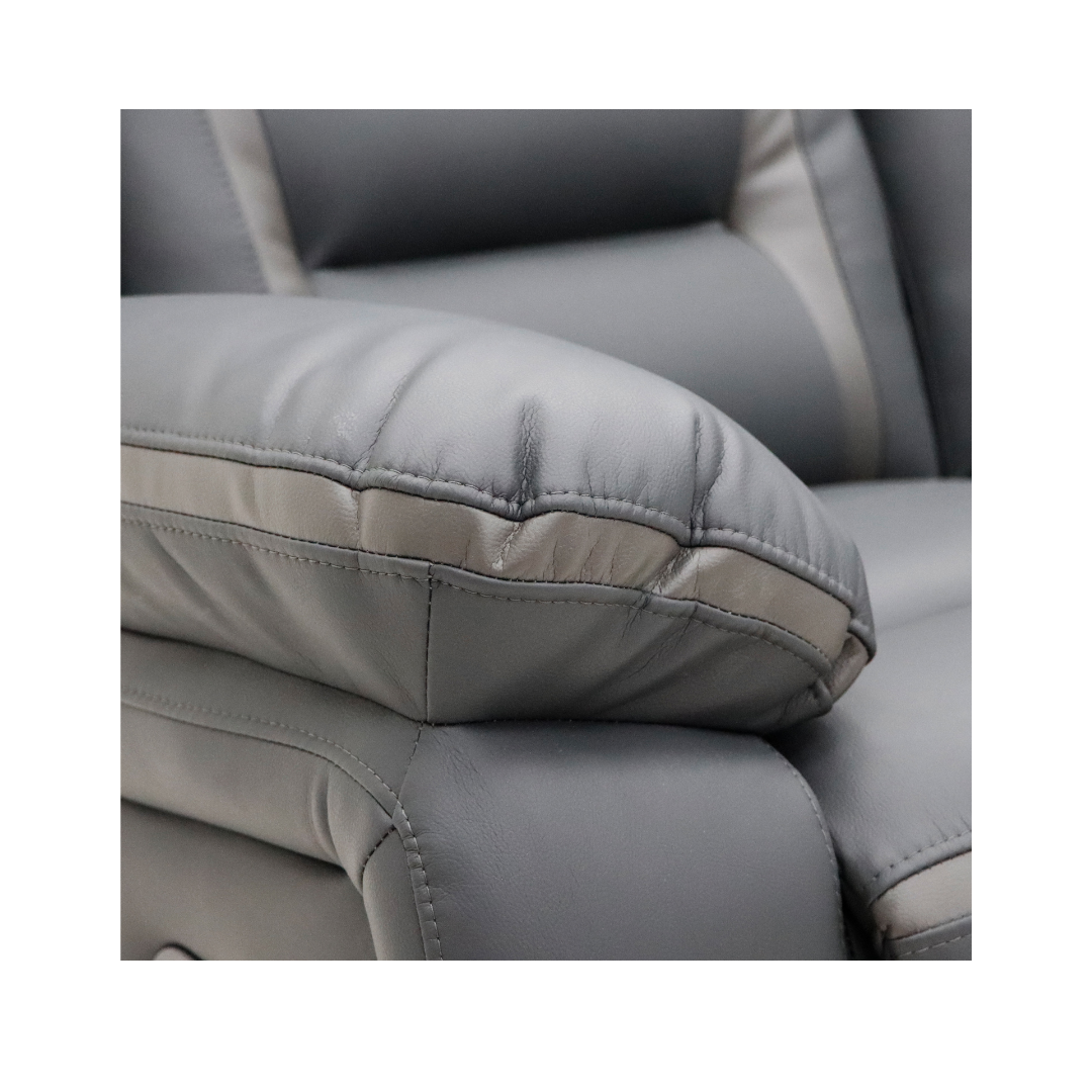 Close-up of the two-tone Air Leather upholstery texture on the Molde sofa.