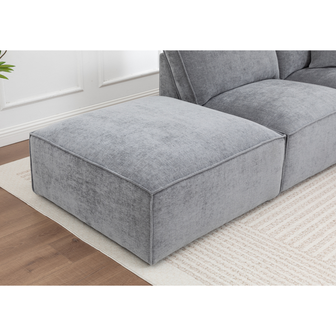 Ottoman of Montaro Ash Grey Modular Sofa with deep seating