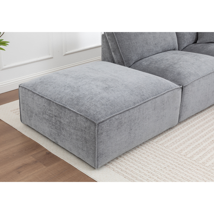 Ottoman of Montaro Ash Grey Modular Sofa with deep seating