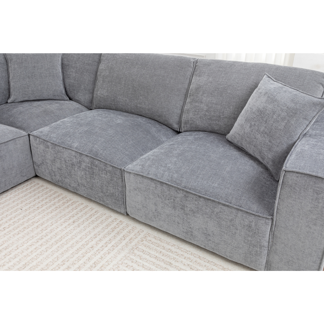 Montaro Ash Grey Modular Sofa Set in bright modern living room – left chaise sectional NZ
