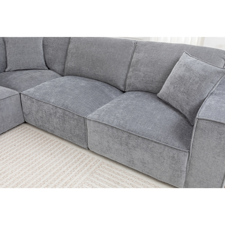 Montaro Ash Grey Modular Sofa Set in bright modern living room – left chaise sectional NZ