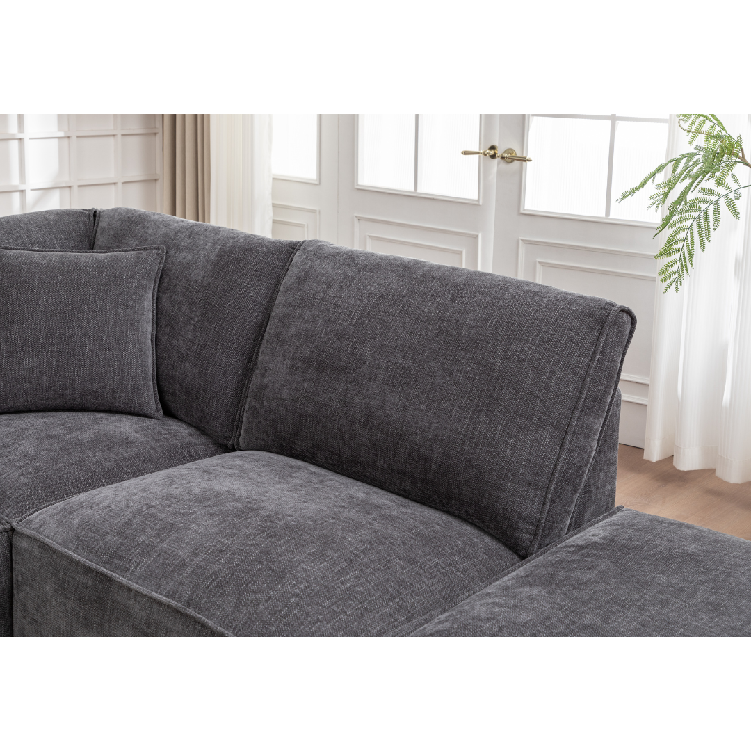Side profile of Montaro Modular Sofa with deep seating and low-profile design