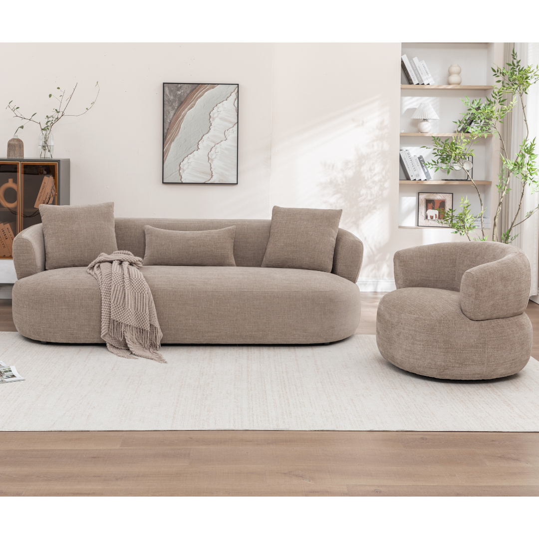 Moro Curved Sofa Set with 360 Swivel Chair