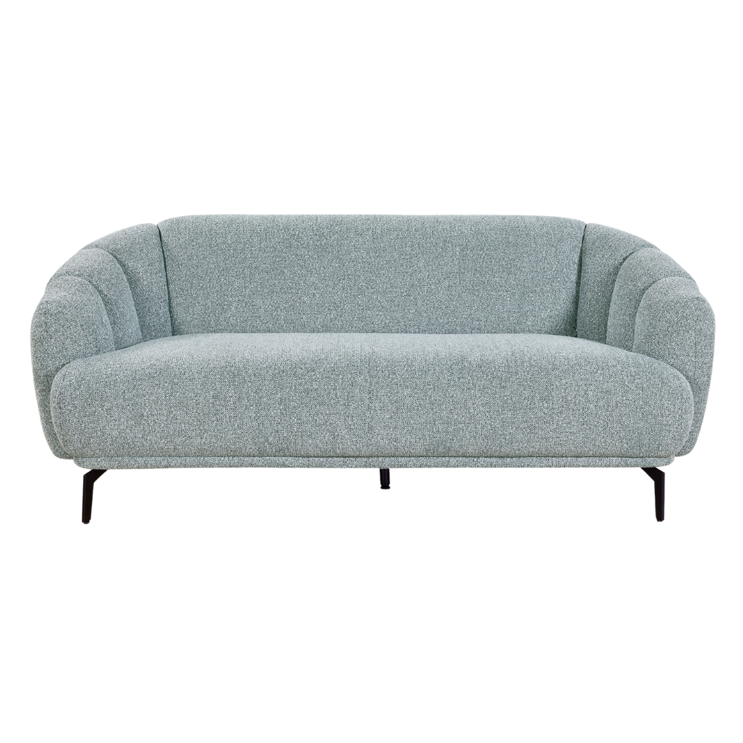 Orsta 3-Seater Sofa in grey fabric with curved arms and modern slim black legs.