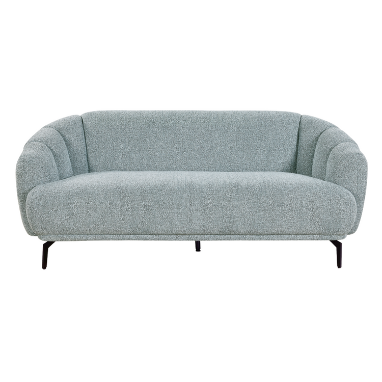 Orsta 3-Seater Sofa in grey fabric with curved arms and modern slim black legs.