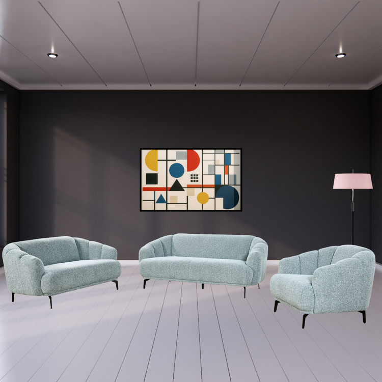 Orsta Sofa Set with 3-seater, 2-seater, and armchair – modern grey lounge furniture for living rooms.