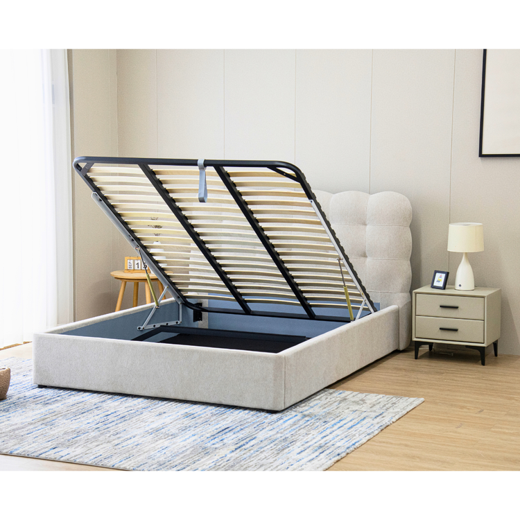 Nora Gas Lift Bed with Hydraulic Storage Mechanism Open