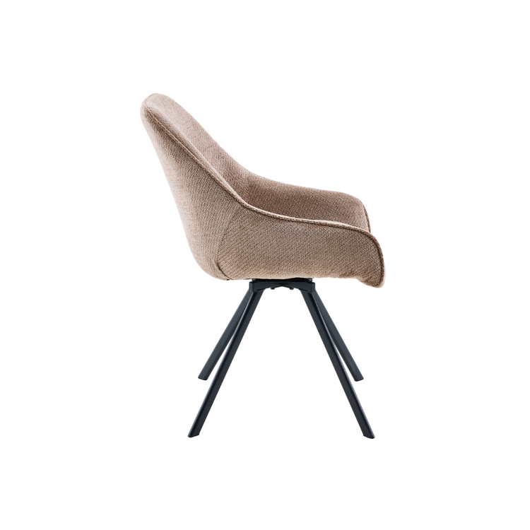 Upholstered Swivel Dining Chair showing contoured backrest and fabric texture
