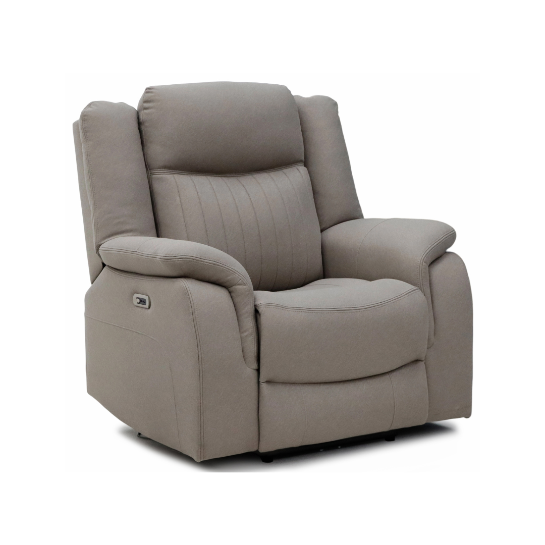 Skara Electric Single Seater Recliner Sofa upholstered in AquaShield Fabric.