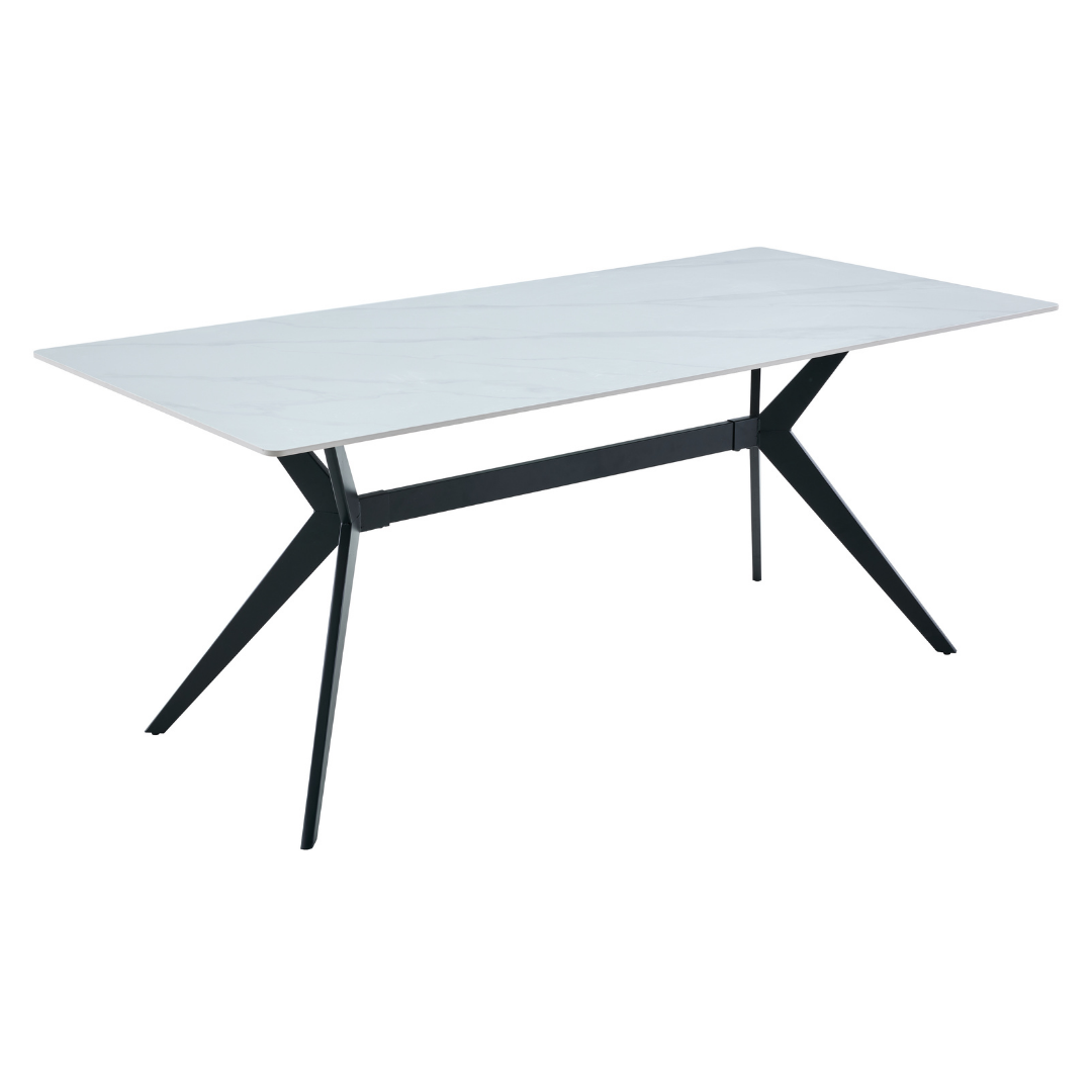 Close-up of scratch and heat resistant gloss white ceramic marble tabletop