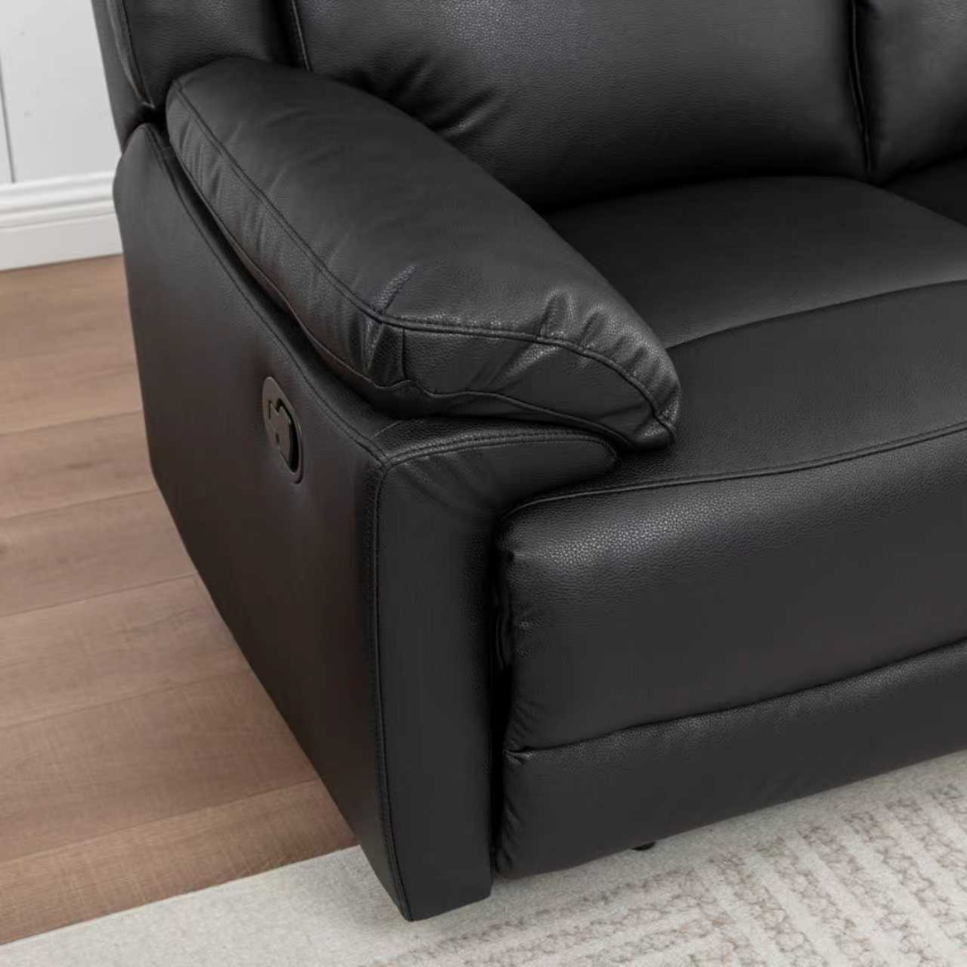 Torren 3+2+1 Black Air Leather Recliner Sofa Set