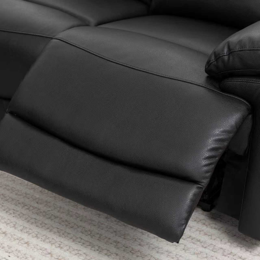 Black Air Leather single recliner chair fully extended