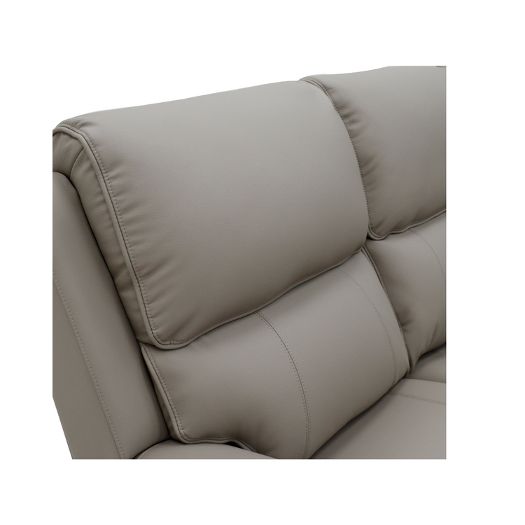 Close-up of the texture of the soft suede leather upholstery on the Tromso recliner sofa.