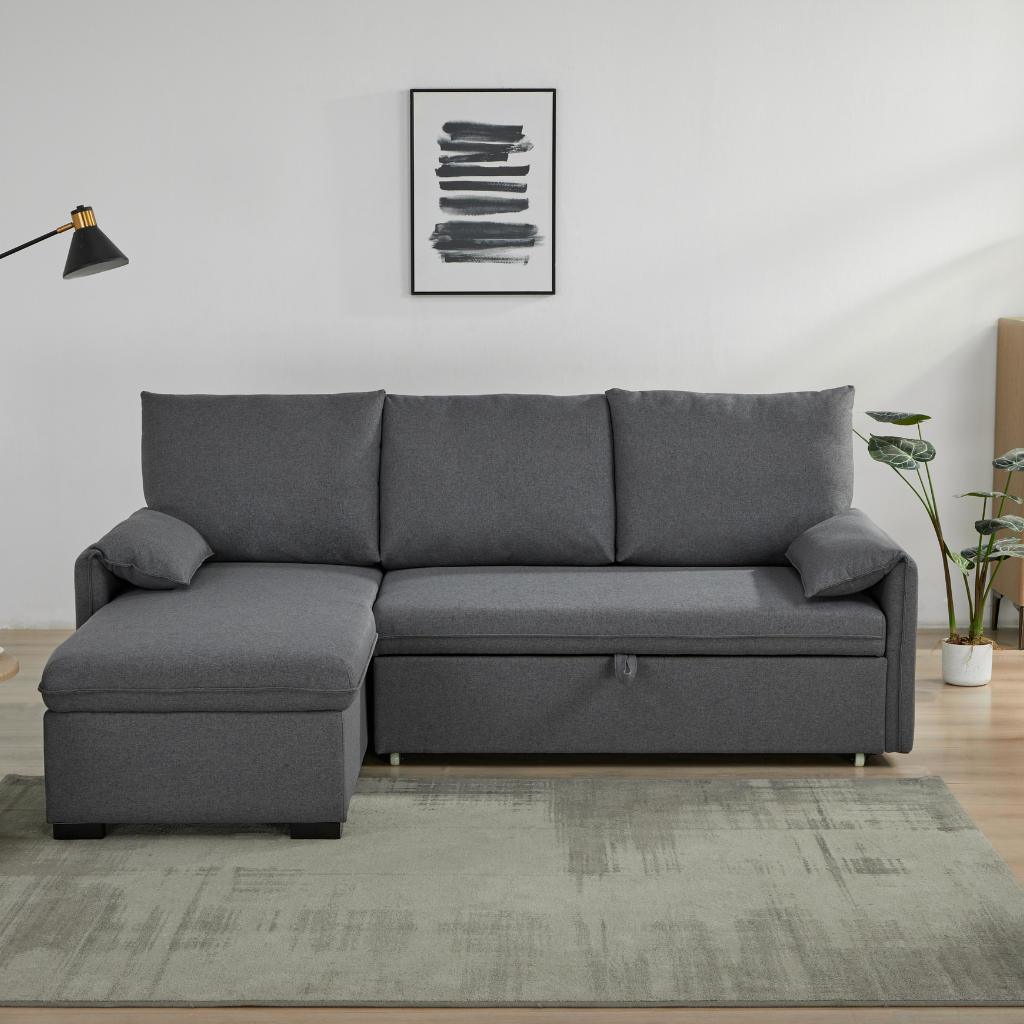 Vigo Sofa Bed Grey with Chaise Storage 
